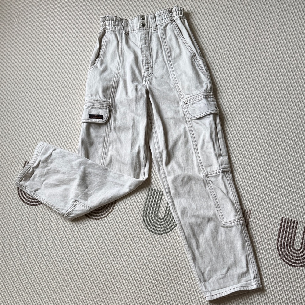 BDG Cream Cargo Pants with Utility Pockets